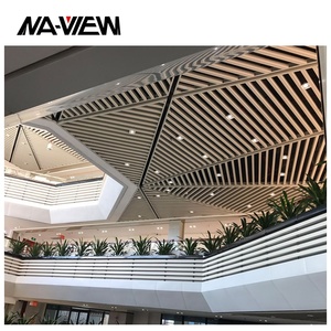 Chi phí thấp 3D trang trí sóng kim loại trần Bảng điều khiển đục lỗ Dải gạch cho khách sạn chống cháy và chống ẩm - Product Image 3