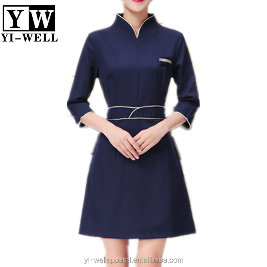 Slim Fit Cutting Beautician Hairdressers Uniform Nails Massage Spa Uniform  Dress