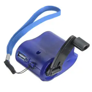 Blue Green Black Hand Crank Dynamo Emergency USB Travel Charger