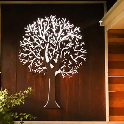 لوحة شاشة معدنية زخرفية لشجرة الحياة مزينة بالليزر
