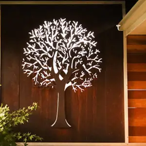 Laser gesneden decoratieve metalen levensboom tuin metalen screen panel