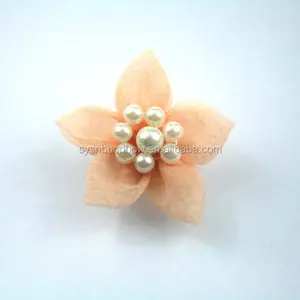 Pearl 5 petals organza ribbon flowers