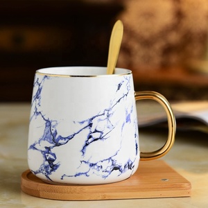 Tazza da caffè in marmo grigio ceramico con manico dorato tazze da tè e tazze in porcellana con logo personalizzato - Product Image 5