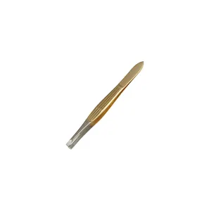 professional eyebrow tweezers stainless steel slant tip/ flat tip pearl gold plated /rose gold plated tweezers