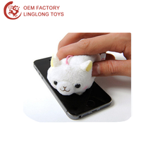 Accesorios móviles de peluche personalizados, oso de dibujos animados, limpiador de pantalla de teléfono de oso blanco con llavero