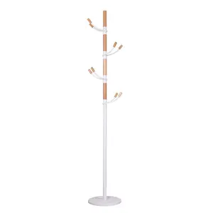 Simple single pole solid wooden home usage bag scarf hanger coat rack stand with mirror WJD-8403