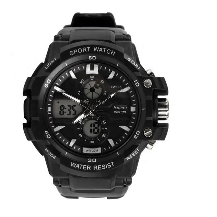 Good quality cheap skmei 0990 wr 30m sport dijital saat chronograph dual clock hands men