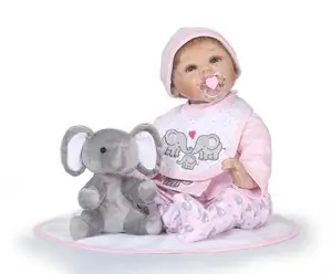 NPK 新生新生婴儿娃娃硅胶可爱软娃娃女孩公主儿童时尚 Bebe Reborn55cm 鼠标 set 娃娃玩具
