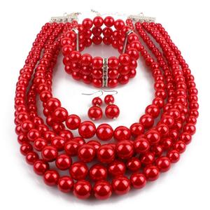 2018 set di Choker di perle indiane esagerate set di 5 orecchini di perle di perle di colore e set di gioielli per donna - Product Image 3