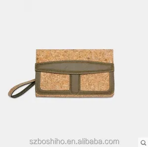 Natural Cork Fabric Wallet Portugal cork handbag for Men Eco-friendly bag for vegan China Boshiho Factory Wholesale