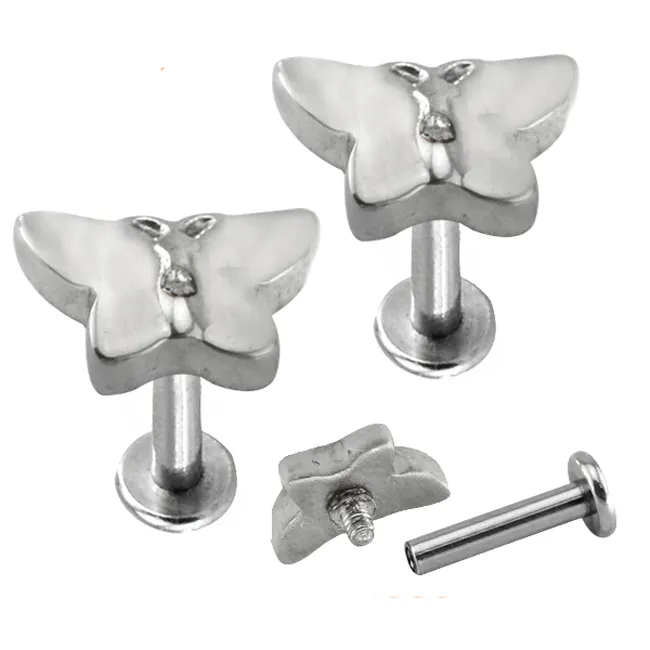 316L Stainless Steel Piercing Jewelry Labret Stud Butterfly Unique Lip Rings