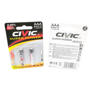 Batteria a secco <span class=keywords><strong>R03</strong></span> UM4 <span class=keywords><strong>AAA</strong></span> 1.5V Zinco-Carbone per Telecomando, Blister, Durata 30 Minuti - Product Image 4