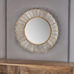 Moderne Luxe Woonkamer Meubels Glam Zon Barsten Gold Ijzeren Blad Frame Antieke Muur Spiegel Voor Thuis Decoratie - Product Image 2