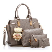 Perancang Busana 4 in 1 Tas Kulit PU Embos Wanita Set Tas Tangan Grosir Tas Wanita Cina