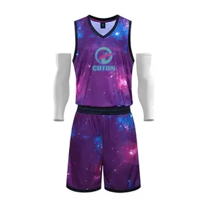 Ropa de atletismo personalizada para mujer, hermosos uniformes de baloncesto con impresión sublimada púrpura