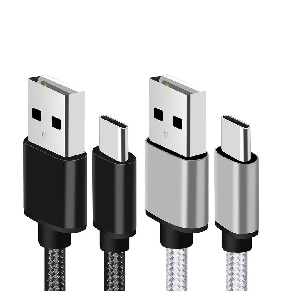 Cargador rápido de nailon trenzado, Cable USB tipo C para Samsung Galaxy Note 8 S8