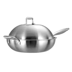 Willow & Everett Wok Pan - Non-Stick Stainless Steel Stir Fry Pans With Domed Lid - Scratch Proof Cookware