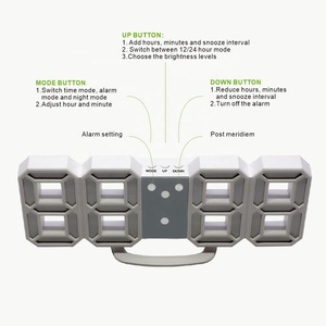 Reloj de pared <span class=keywords><strong>Digital</strong></span> moderno con alarma LED 3D, novedad de 2017 - Product Image 3