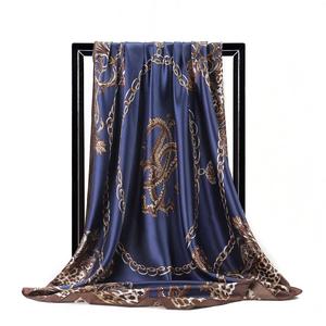 Fashion Silk <strong>Scarves</strong> for Women Leopard Print Satin <strong>Scarf</strong> Female 90cm Square Shawl Bandana for Head <strong>Large</strong> Hijab Scarfs for Ladies - Product Image 4