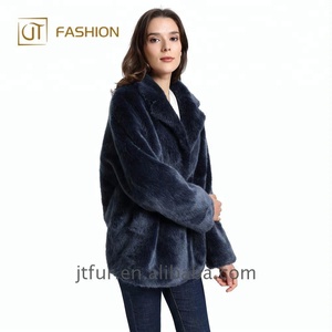 encargo al por mayor azul marino visón Artificial abrigos suelta caliente Faux Fur Coat mujer imitar Piel de visón chaqueta - Product Image 5