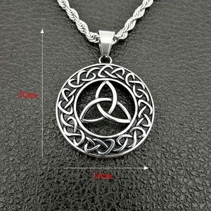 <span class=keywords><strong>Collana</strong></span> con <span class=keywords><strong>ciondolo</strong></span> con <span class=keywords><strong>nodo</strong></span> celtico in acciaio inossidabile da uomo Vintage per regalo - Product Image 4