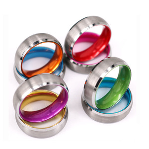 Las mujeres de los hombres nuevo azul blanco y negro tres tono anillo de tungsteno de elegir el Color anillo de tungsteno - Product Image 1