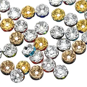 8 毫米手镯配件闪亮水晶水钻金属垫片珠子