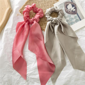 Pure Color Ponytail Holder Satin Scrunchies Hair Accessories Hair Hoop Long Scarf Hair Tie - Product Image 3