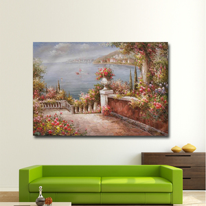 Tableau mural en couteau à palette sur toile, paysage marin méditerranéen bien peint, art côtier italien, peintures à l'huile de paysage - Product Image 2