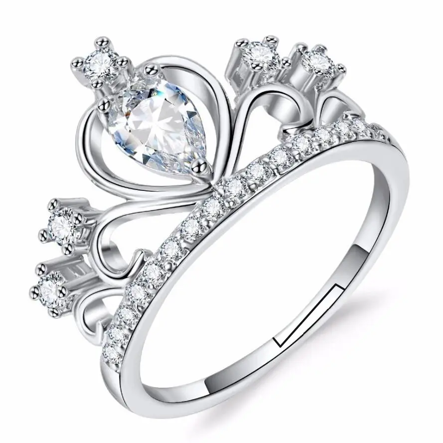 Большое кольцо с короной из циркония, обручальное кольцо с регулируемым размером