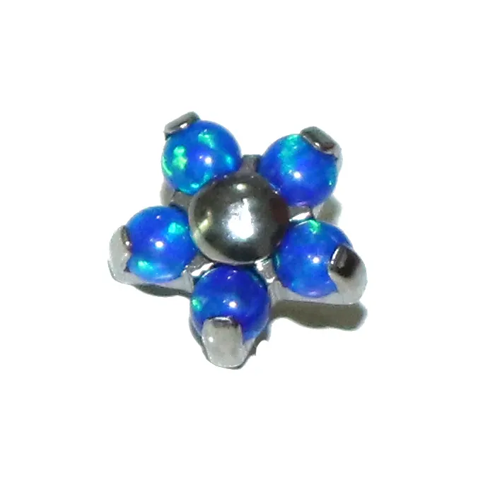 Titanium Prong Set 5 Blüten blätter Blue Opal Flower Attachments Titan-Körpers chmuck mit Innengewinde