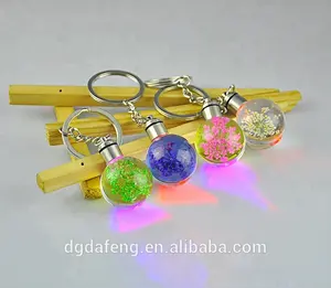 Wholesale Factory Custom Led Light Flower Keychain Key Ring With Light Out Crystal Led Keychain For Souvenir