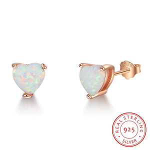 925 Sterling Silver Rose Gold Plated Heart Cut <strong>Opal</strong> Stone Factory Price <strong>Opal</strong> <strong>Earrings</strong> - Product Image 4