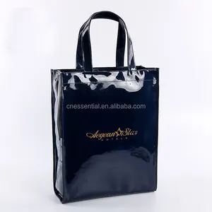 Shiny vinyl colored mirror PVC gift bag with tote handle