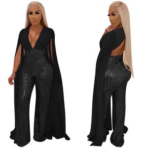Del Manicotto spaccato Sexy di Paillettes Più Il Formato Della Tuta Per Le Donne <span class=keywords><strong>Abbigliamento</strong></span> - Product Image 3