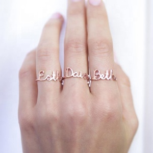 18K Gold Plated Dainty Inspirational Initial Letters 925 Sterling <strong>Silver</strong> <strong>Stack</strong> <strong>Ring</strong> - Product Image 5