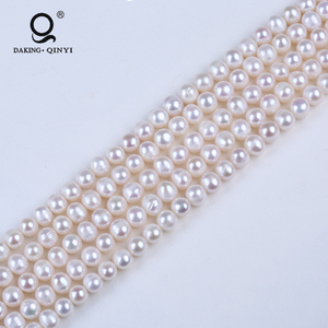 Dây chuỗi ngọc trai nước ngọt hình khoai tây trắng tự nhiên AA 7-8mm Daking Jewelry - Product Image 2