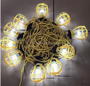 100 ft de trabajo temporal construcción bombilla jaulas 14/2 10 bulbos jaula de plástico globo luces de cadena