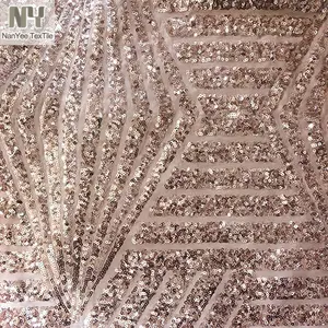 Nanyee Textile Wholesale 3mm Size Blush Geometric Sequin Fabric