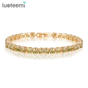 LUOTEEMI Wholesale Fashion Jewelry Top Quality New Style Women Luxury Champagne Gold Cubic Zirconia CZ Bracelets