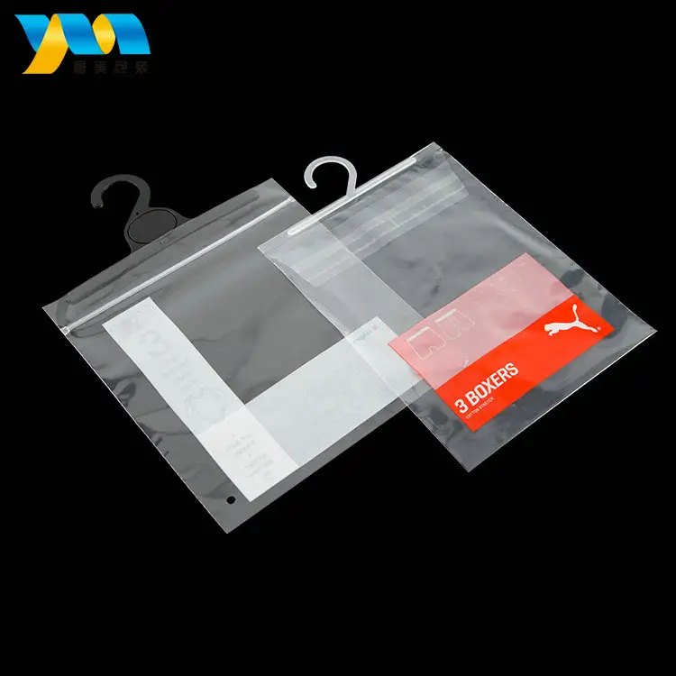 China Factory Bedrukte Goedkope Clear Plastic Kledingstuk Zakken Met Hanger Kleding Verpakking Met Haak