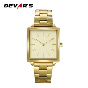 Pieno personalizzato oro 316L in acciaio inox vigilanza del quadrato <span class=keywords><strong>per</strong></span> le <span class=keywords><strong>donne</strong></span> OEM private label orologio da polso - Product Image 2