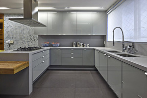 Customized Contemporary White and <strong>Grey</strong> U Shape Kitchen <strong>Cupboard</strong> Design - Product Image 2