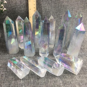Doğal temizle titanyum aura kuvars kristal değnek noktası şifa taşı için lemurian dikilitaş kuleleri - Product Image 3