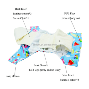 Pañal de bebé de bambú Elinfant gamuza impermeable ajustable súper suave AI2 pañal de tela de bebé de noche rápido seco - Product Image 2