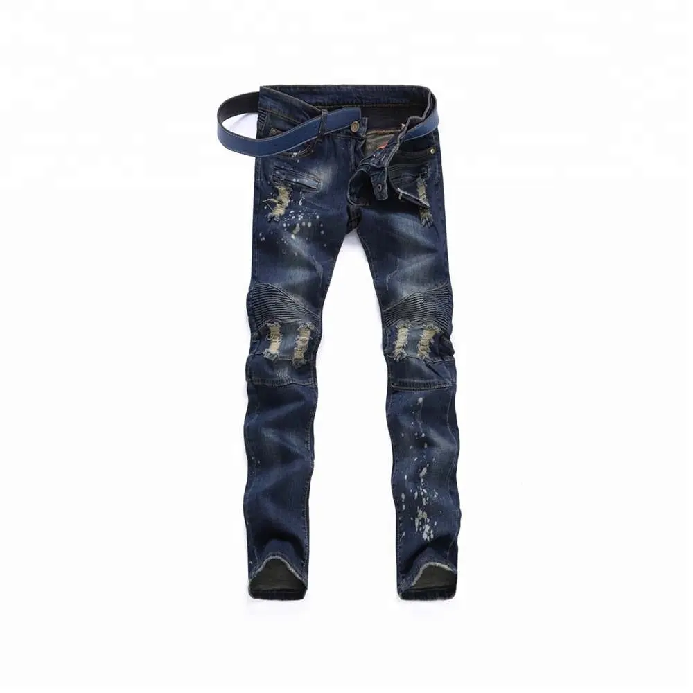 Großhandel Mode Hochwertige Baggy Biker Denim Jeans Herren