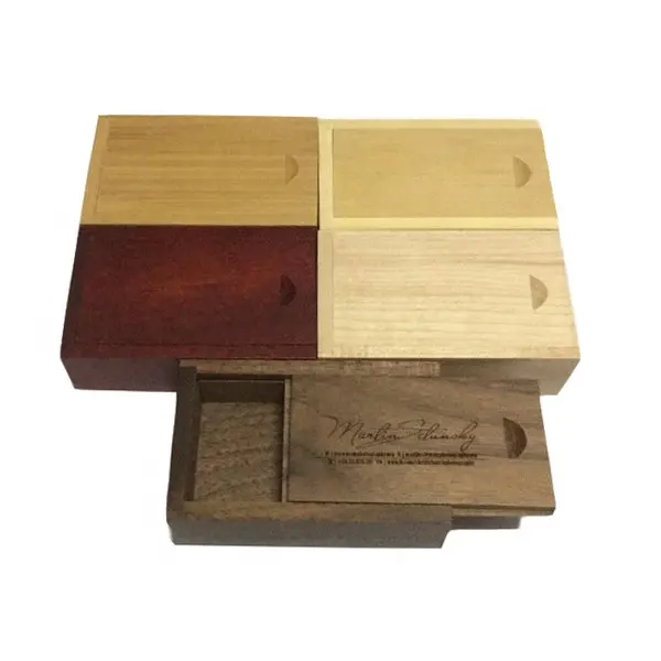 Готовый запас, оптовая цена, пуш-и Тянущая деревянная Подарочная коробка 3,15x2x0,98 дюйма с индивидуальным логотипом