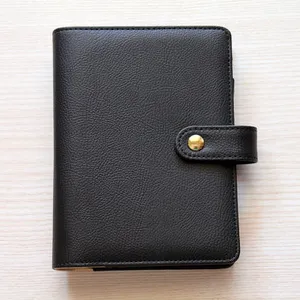 Hohe Qualität in reinem Schwarz Business PU Leder binder A6 Personal Planer mit Druckknopf verschluss