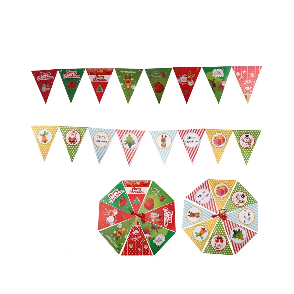 Custom Merry Christmas Printing Party Decoration Banner Paper Flag Bunting