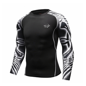 Custom Design MMA BJJ <span class=keywords><strong>Rash</strong></span> Guard per gli uomini Spandex compressione palestra camicia traspirante tessuto sublimato stampa per il nuoto - Product Image 2